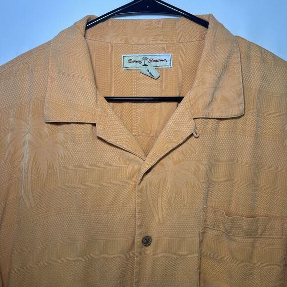 Tommy Bahama Short Sleeve Button Up Silk Hawaiian Shirt Mens Size Large Orange - Picture 3 of 10